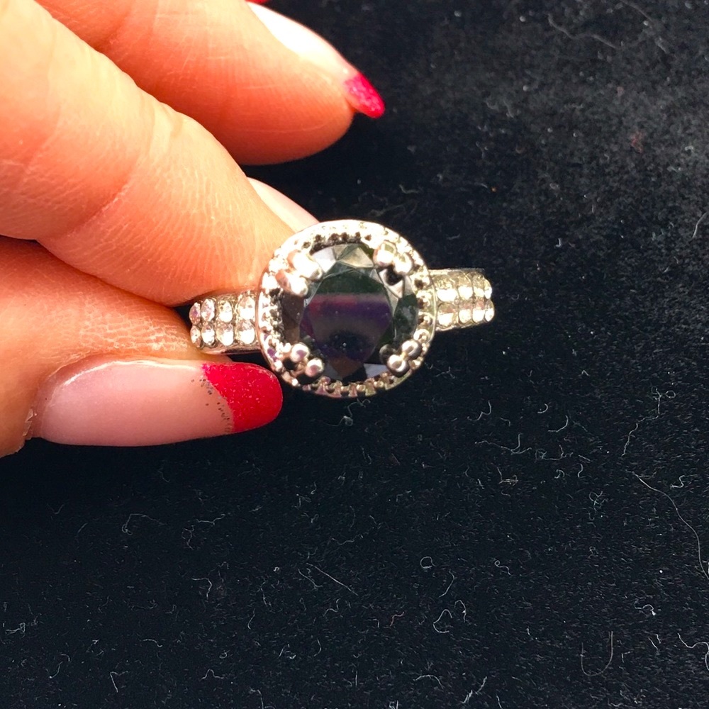 Silver Ring With Black Jewel